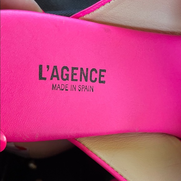 L'AGENCE Bright Pink Slide Sandals Sz 36 - Picture 4 of 5